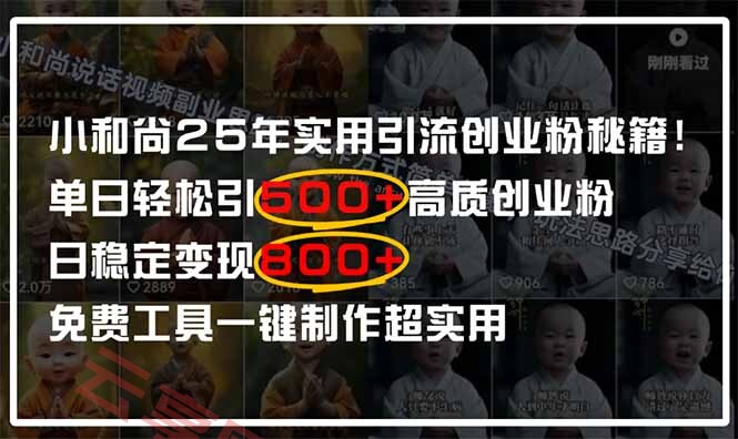 小和尚2025年实用引流秘籍！单日轻松引500+高质量创业粉，日变现800+，…-云享网创