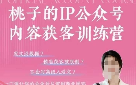 桃子IP公众号内容获客训练营(第3期)，一门让你公众号从0到商业闭环的课程-云享网创