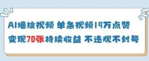 AI墙绘视频，单条视频19W点赞，收益增长快，有电脑就能做-云享网创