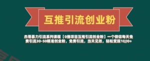 【0撸项目互推引流创业粉】一个微信每天免费引流30-50精准创业粉，免费引流，当天见效，轻松变现几张-云享网创