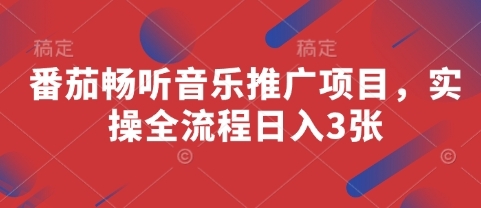 番茄畅听音乐推广项目，实操全流程日入3张-云享网创