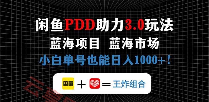 闲鱼卖拼多多助力项目，蓝海市场新手也能单号日入1000+-云享网创