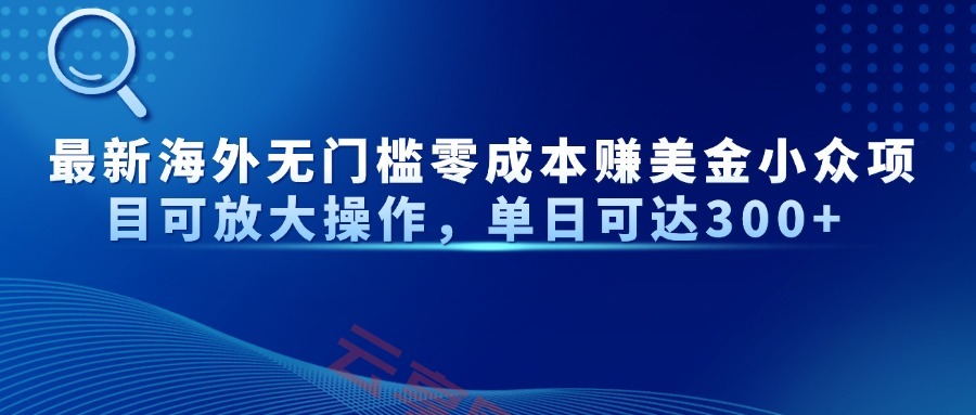 最新海外无门槛零成本赚美金小众项目可放大操作，单日可达300+-云享网创