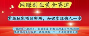 网创副业黄全赛道，掌握独家项目密码，知识变现快人一步，告别韭菜轻松实现单日变现1k+【揭秘】-云享网创