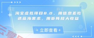 淘宝虚拟项目8.0，用信息差吃透蓝海需求，用矩阵放大收益-云享网创