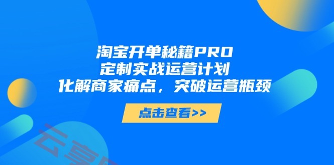 淘宝开单秘籍PRO，定制实战运营计划，化解商家痛点，突破运营瓶颈-云享网创