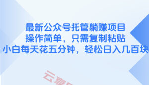最新公众号托管躺赚项目,操作简单,只需复制粘贴,小白每天花五分钟,…-云享网创