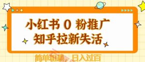 小红书 0 粉推广知乎拉新失活,简单粗暴,日入过百-云享网创