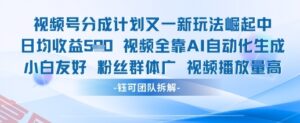 视频号分成计划又一新玩法火爆日均收益5张-云享网创