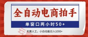 全自动电商拍手，单窗口两小时50+，无需人工，小白也能日入1k+【揭秘】-云享网创
