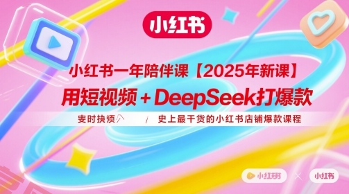 小红书一年陪伴课【2025年新课】，用短视频+deepSeek打爆款，史上最干货的小红书店铺爆款课程-云享网创