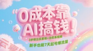 0成本靠AI搞钱！3步做出反差萌+治愈系视频，新手也能7天起号爆流量-云享网创