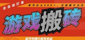 热门全自动打金游戏搬砖,起号快隔天就有收益,单号日入200+,合适新手小白【揭秘】-云享网创