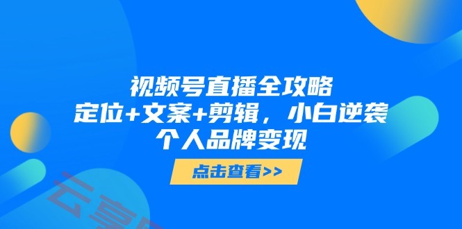 视频号直播全攻略，定位+文案+剪辑，小白逆袭个人品牌变现-云享网创