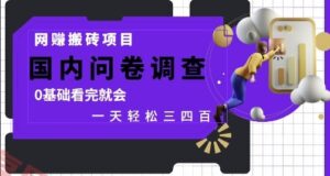网创搬砖项目，国内问卷调查，0基础看完就会 一天轻松三四张，靠谱副业干就完了【揭秘】-云享网创