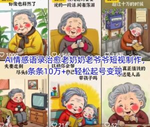 AI情感语录治愈老奶奶老爷爷短视制作，条条10万+，轻松起号变现-云享网创