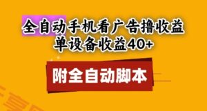 全自动看广告撸收益，单设备收益40+，可矩阵，附脚本，小白必选【揭秘】-云享网创