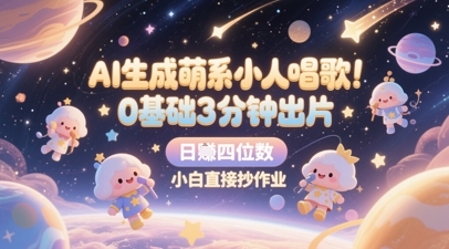 AI生成萌系小人唱歌，0基础3分钟出片，28个作品涨粉8.9W，单条最高19W赞，日入四位数，小白直接抄作业-云享网创