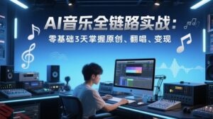 AI音乐全链路实战变现课：零基础3天掌握原创、翻唱、变现-云享网创