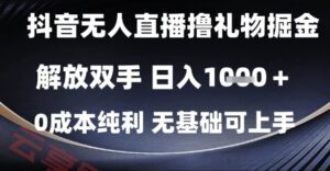 抖音无人直播撸礼物掘金，解放双手，日入1k，0成本纯利，无基础可上手【揭秘】-云享网创