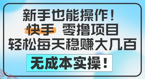 新手也能操作，快手零撸挣米，轻松每天挣2-5张，完全无成本-云享网创