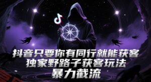 抖音只要你有同行就能获客，独家野路子获客玩法，暴力截流【揭秘】-云享网创