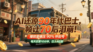 AI还原90年代巴士，一帧让70后泪崩！播放量碾压90%怀旧号，每天10分钟，日入4位数-云享网创