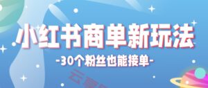 小红书商单新玩法，30个粉丝也能接单，一个月接三单赚了150+！适合新手小白操作-云享网创