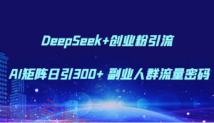 DeepSeek+创业粉引流 AI矩阵日引300+ 副业人群流量密码-云享网创