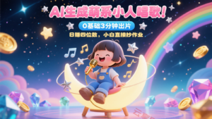 AI生成萌系小人唱歌!0基础3分钟出片,28个作品涨粉9万,日赚四位数,小白直接抄作业-云享网创