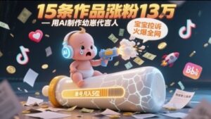 用AI制作幼崽代言人，宝宝的控诉火爆全网，15条作品涨粉13W，单号月入5位数实操教程-云享网创