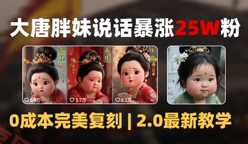 AI大唐胖贵妃说话2.0，40条视频暴涨40w粉，附独家变现攻略-云享网创