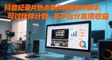 抖音纪录片热点事件视频制作教学，可过伙伴计划，多平台分发撸收益-云享网创