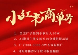 小红书商单号，AI轻松制作PLOG图文，商单接到手软3张-3k一条，每天轻松十分钟，矩阵n个账号，月入几个W-云享网创