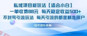 私域项目新玩法【适合小白】 一单收费88.每天稳定收益几张-云享网创