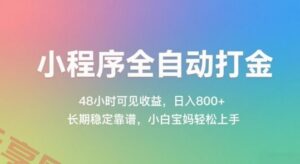 小程序全自动打金，48小时可见收益，日入几张，长期稳定靠谱，简单易上手【揭秘】-云享网创