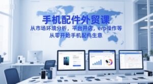 手机配件外贸课，从市场环境分析，平台开店，erp操作等，从零开始手机配件生意-云享网创