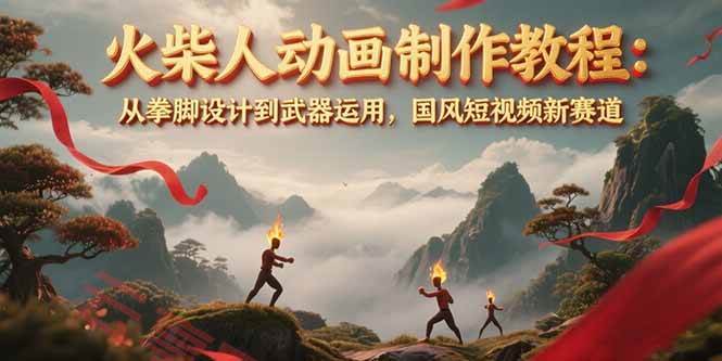 火柴人动画制作教程：从拳脚设计到武器运用，国风短视频新赛道-云享网创