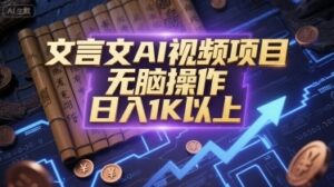 文言文AI视频项目，无脑操作，日入1K以上-云享网创