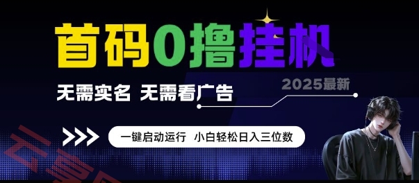 首码0撸挂G项目，无需实名无需看广告 一键启动运行，小白轻松日入三位数【揭秘】-云享网创
