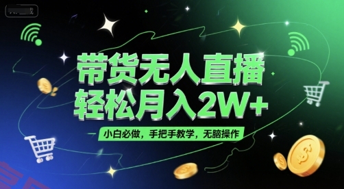带货无人直播，轻松月入2W+，小白必做，手把手教学，无脑操作(附学习资料)-云享网创