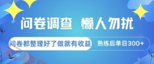 问卷调查，懒人勿扰，问卷都整理好了单价不等，做就有收益，熟练后单日3张【揭秘】-云享网创