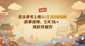 在头条号上用AI生民间故事视频,5天1k+,纯软件操作-云享网创