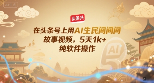 在头条号上用AI生民间故事视频，5天1k+，纯软件操作-云享网创