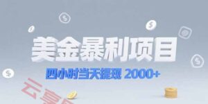 美金暴利项目，四小时当天提现 2000+机会留给会选赛道的人-云享网创
