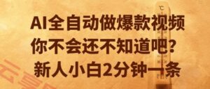 AI全自动做爆款视频，你不会还不知道吧？新人小白2分钟一条【揭秘】-云享网创