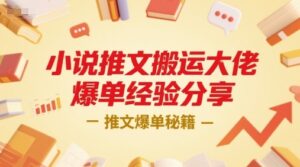 小说推文搬运大佬爆单经验分享，推文爆单秘籍-云享网创