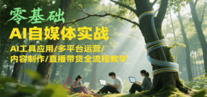 零基础AI自媒体实战，AI工具应用/多平台运营/内容制作/直播带货全流程教学-云享网创