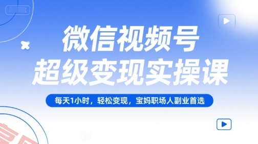 微信视频号超级变现实操课，每天1小时，轻松变现，宝妈职场人副业首选-云享网创