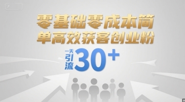 零基础零成本简单高效获客创业粉，一天引流30+-云享网创